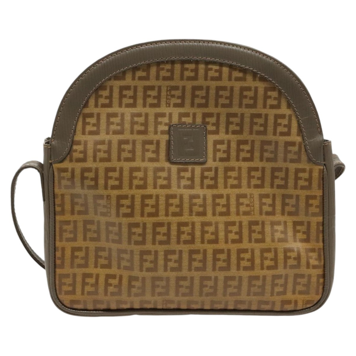 FENDI Zucchino Canvas Shoulder Bag Beige 98714