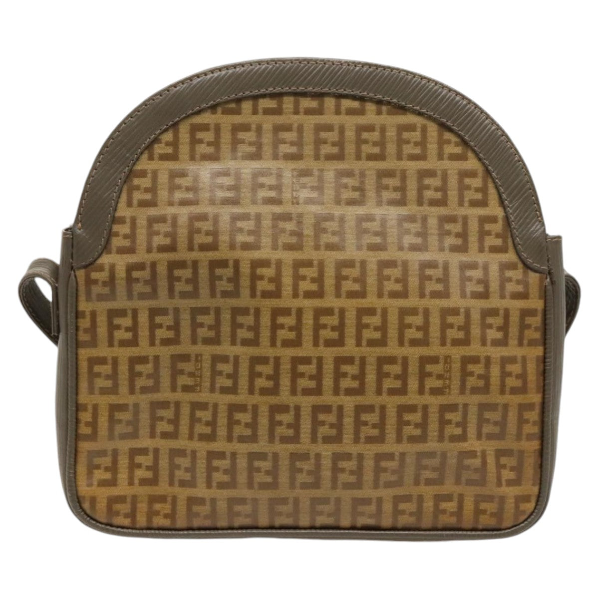 FENDI Zucchino Canvas Shoulder Bag Beige 98714