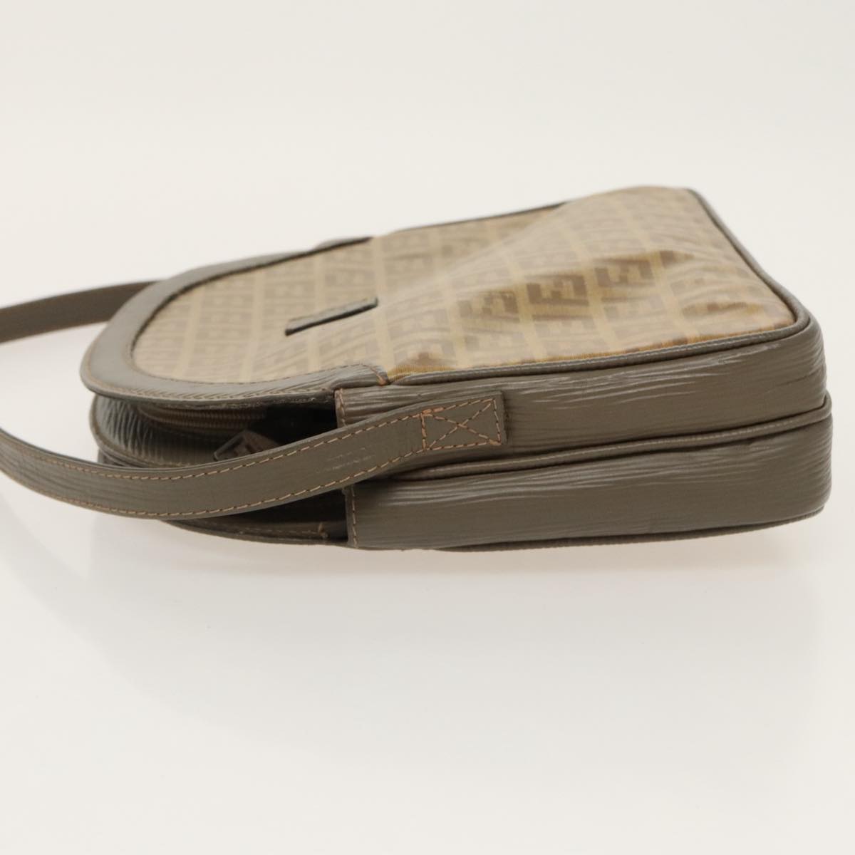 FENDI Zucchino Canvas Shoulder Bag Beige 98714