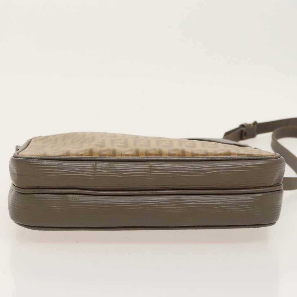 FENDI Zucchino Canvas Shoulder Bag Beige 98714
