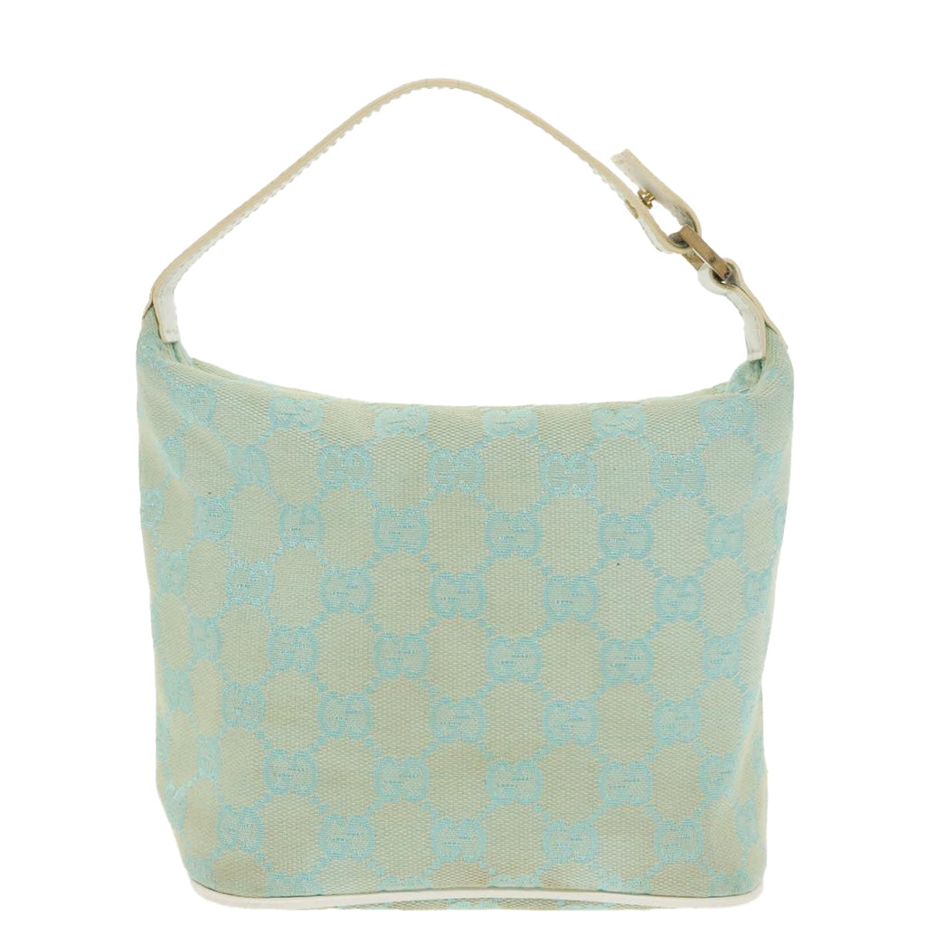 GUCCI GG Canvas Hand Bag Light Blue Gold 039 1147 98726