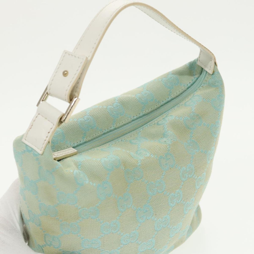 GUCCI GG Canvas Hand Bag Light Blue Gold 039 1147 98726