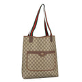 GUCCI GG Supreme Web Sherry Line Tote Bag PVC Beige Gold 89 02 003 98727