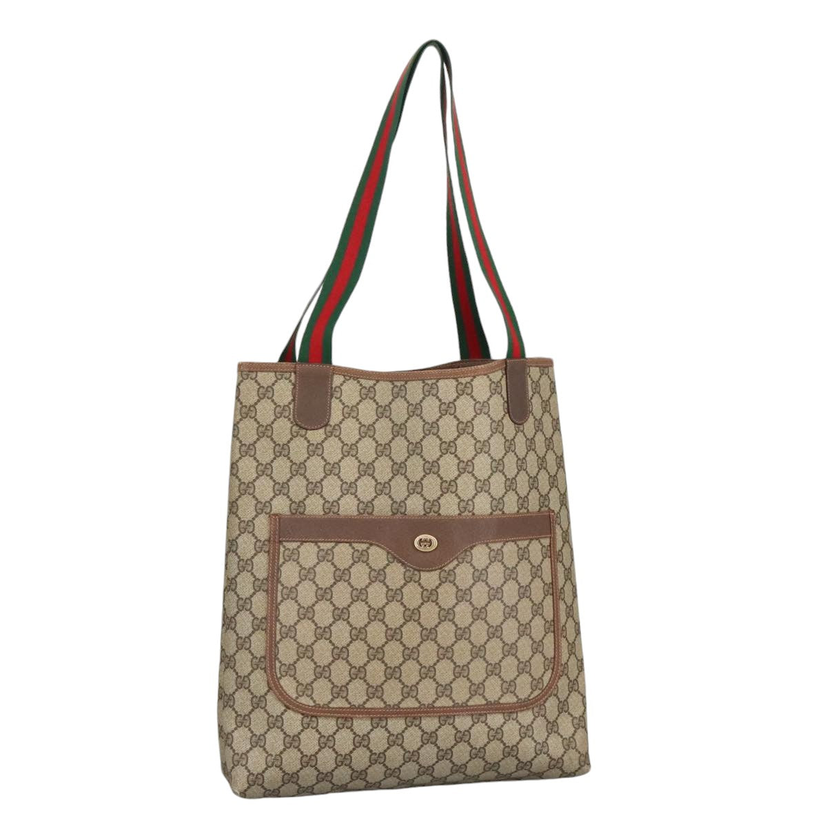 GUCCI GG Supreme Web Sherry Line Tote Bag PVC Beige Gold 89 02 003 98727