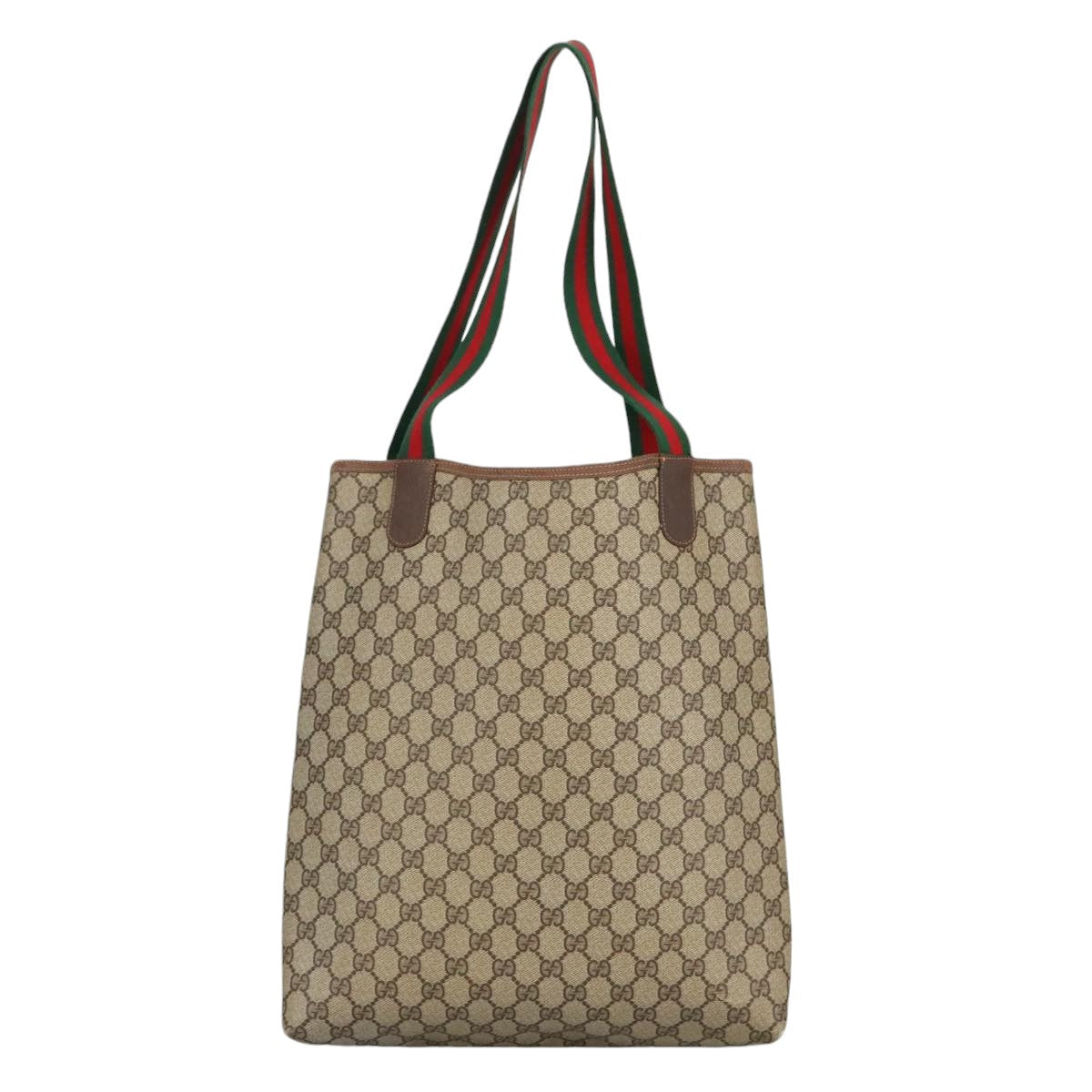 GUCCI GG Supreme Web Sherry Line Tote Bag PVC Beige Gold 89 02 003 98727