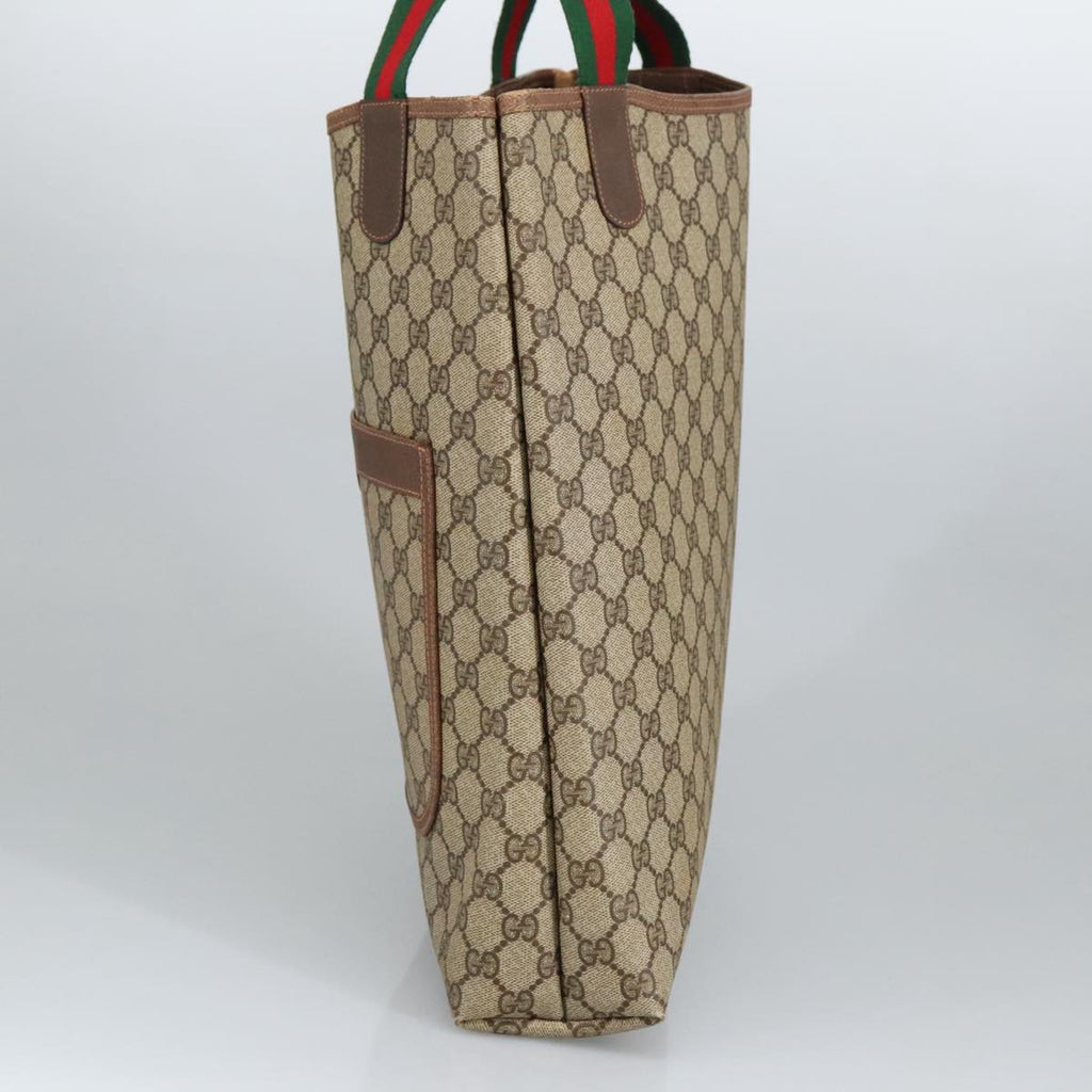 GUCCI GG Supreme Web Sherry Line Tote Bag PVC Beige Gold 89 02 003 98727