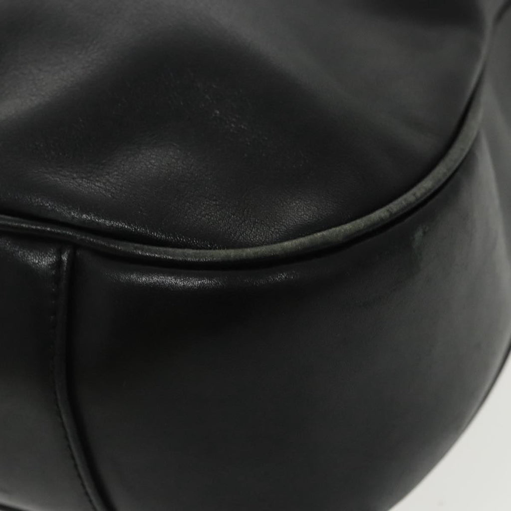 GUCCI Bamboo Hand Bag Leather 2way Black Gold 001 1577 98735
