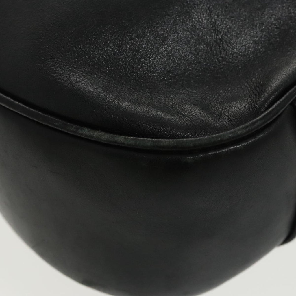 GUCCI Bamboo Hand Bag Leather 2way Black Gold 001 1577 98735