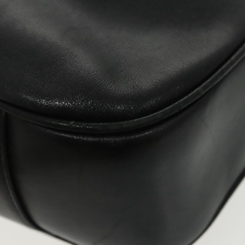 GUCCI Bamboo Hand Bag Leather 2way Black Gold 001 1577 98735