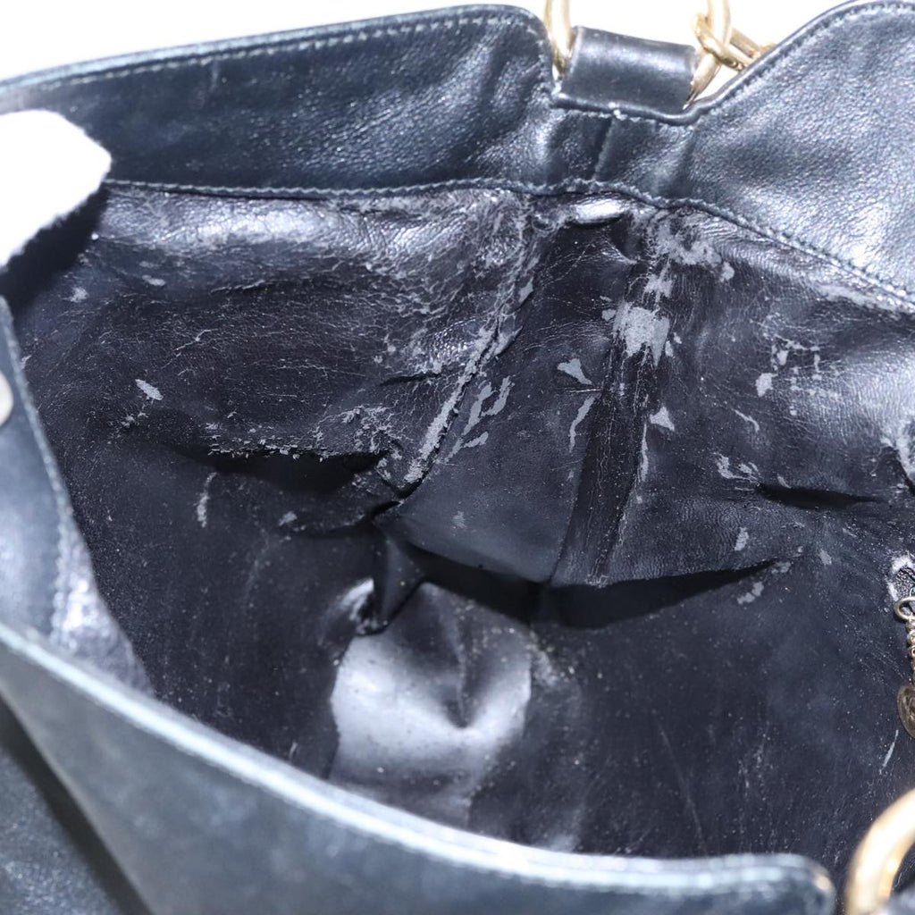 GUCCI Bamboo Hand Bag Leather 2way Black Gold 001 1577 98735