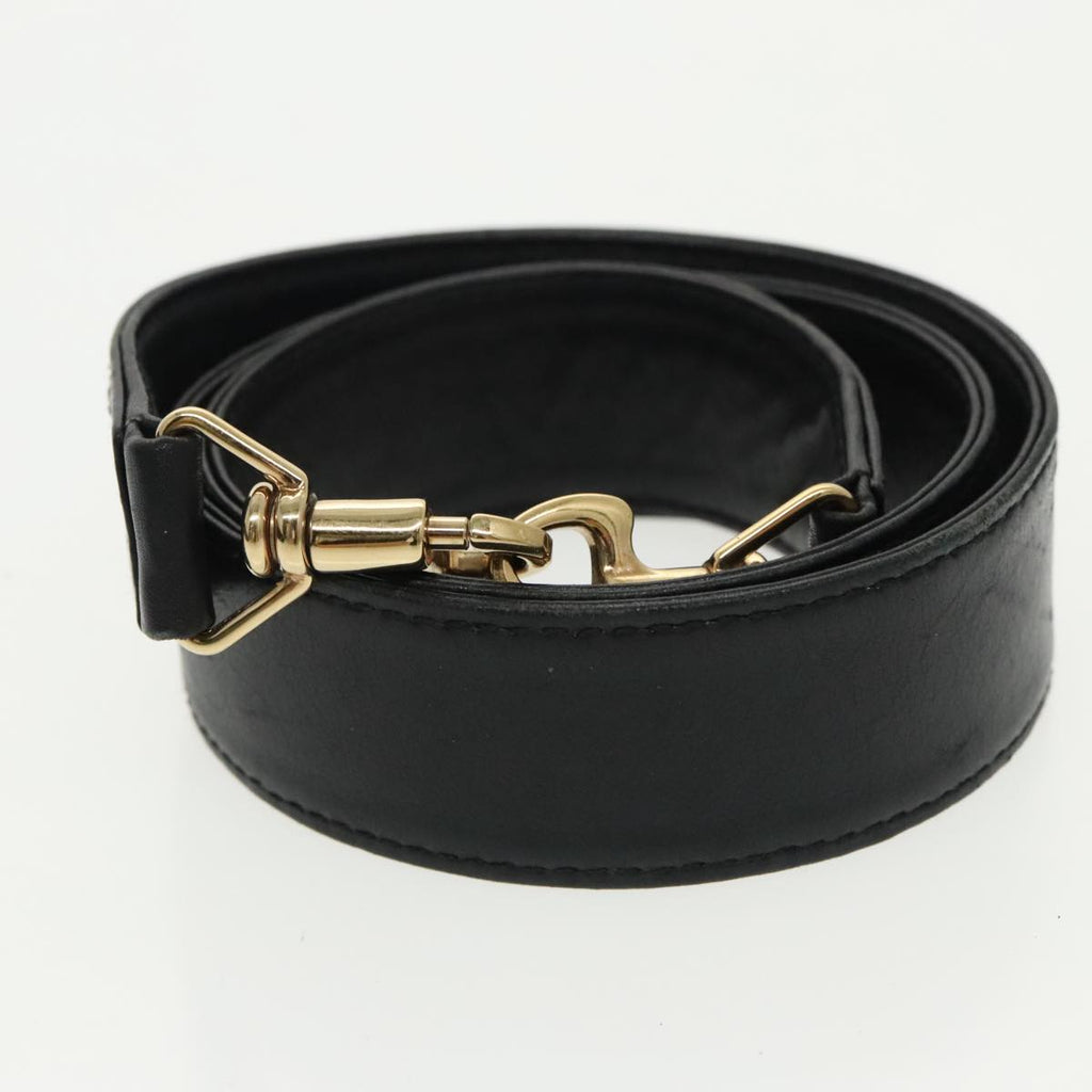 GUCCI Bamboo Hand Bag Leather 2way Black Gold 001 1577 98735