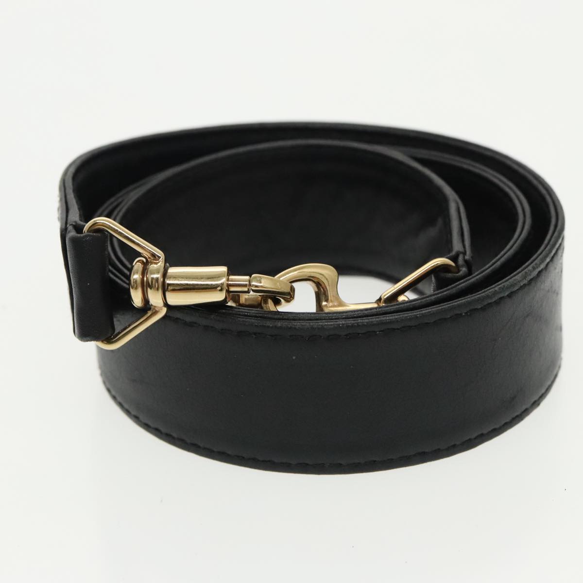 GUCCI Bamboo Hand Bag Leather 2way Black Gold 001 1577 98735