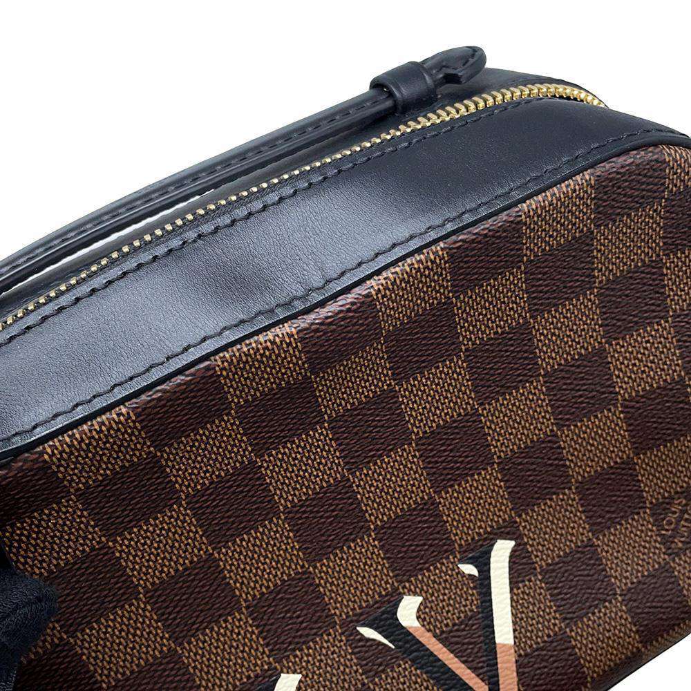 LOUIS VUITTON Santa Monica Noir N40189 Damier Ebene Canvas Smooth Cowhide Leather