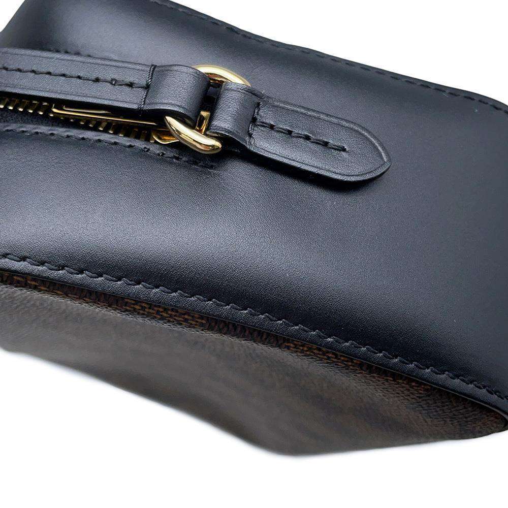 LOUIS VUITTON Santa Monica Noir N40189 Damier Ebene Canvas Smooth Cowhide Leather