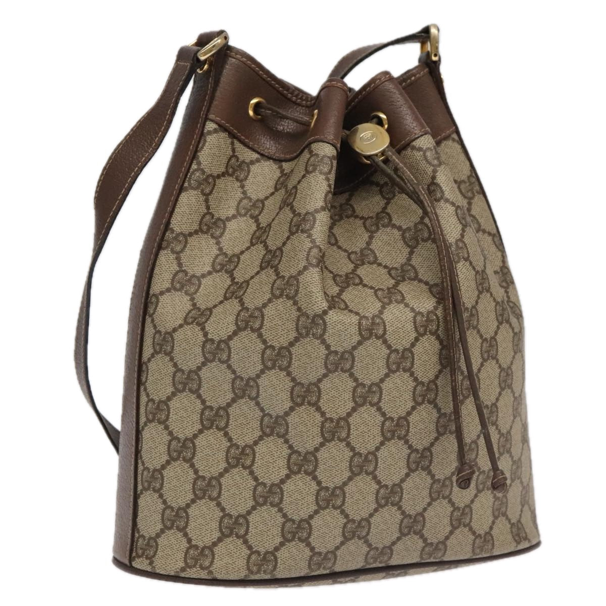 GUCCI GG Supreme Shoulder Bag PVC Beige Gold 001 115 98766