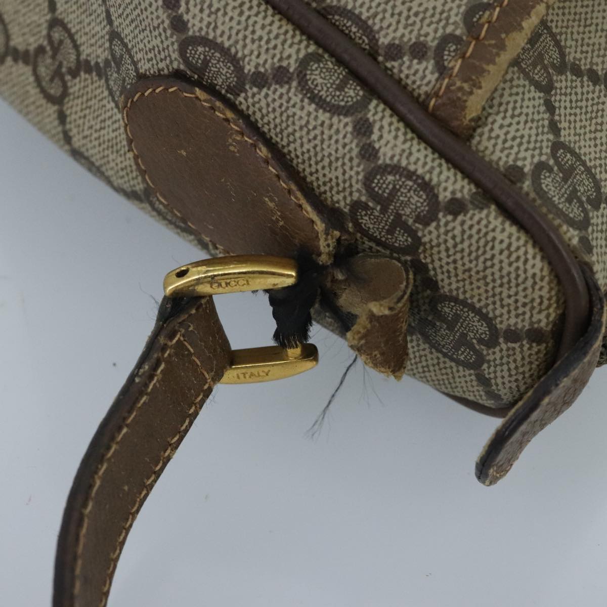GUCCI GG Supreme Web Sherry Line Shoulder Bag PVC Beige Green Red 98777
