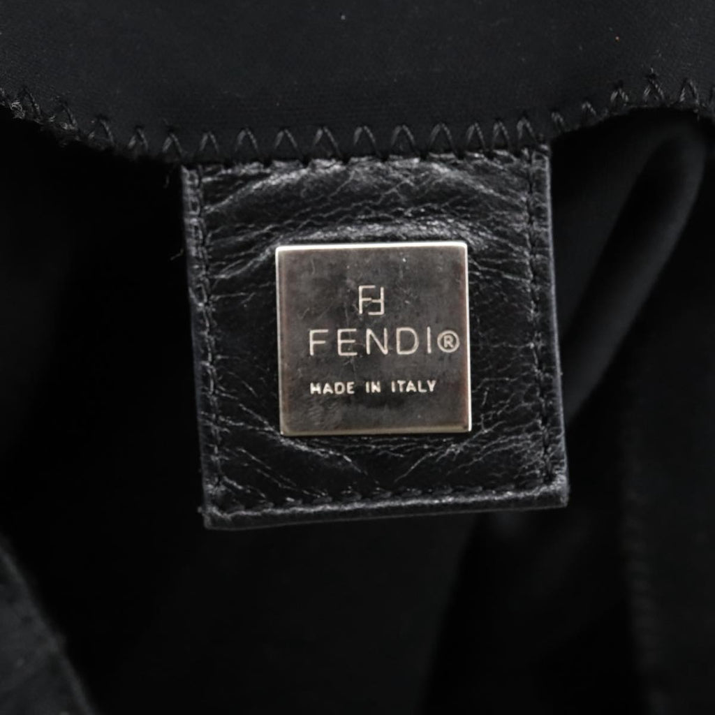 FENDI Mamma Baguette Shoulder Bag Nylon Black Silver 98783
