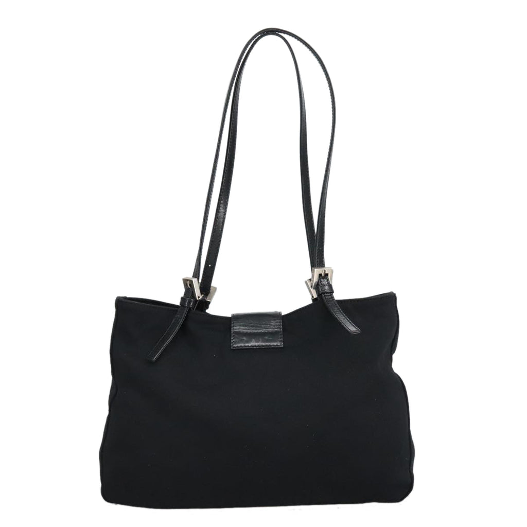 FENDI Mamma Baguette Shoulder Bag Nylon Black Silver 98783
