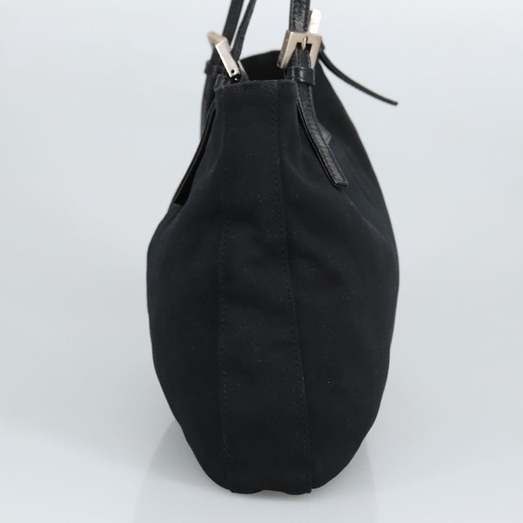 FENDI Mamma Baguette Shoulder Bag Nylon Black Silver 98783