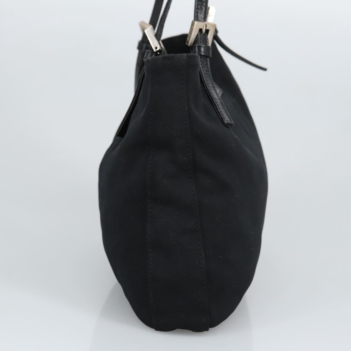 FENDI Mamma Baguette Shoulder Bag Nylon Black Silver 98783