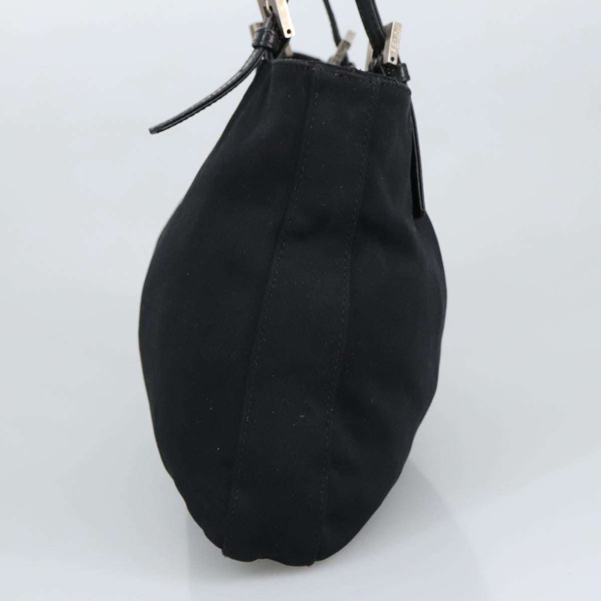 FENDI Mamma Baguette Shoulder Bag Nylon Black Silver 98783