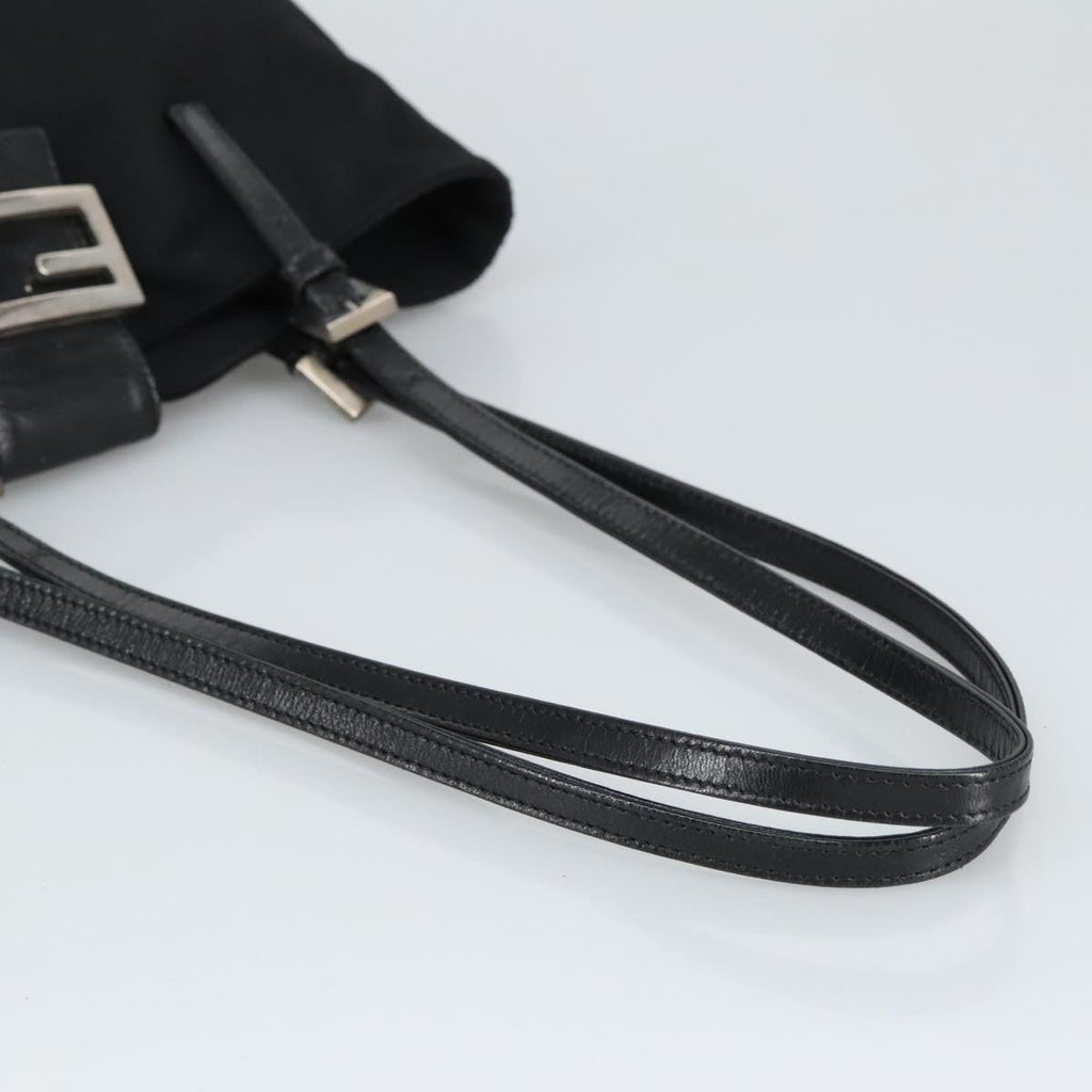 FENDI Mamma Baguette Shoulder Bag Nylon Black Silver 98783