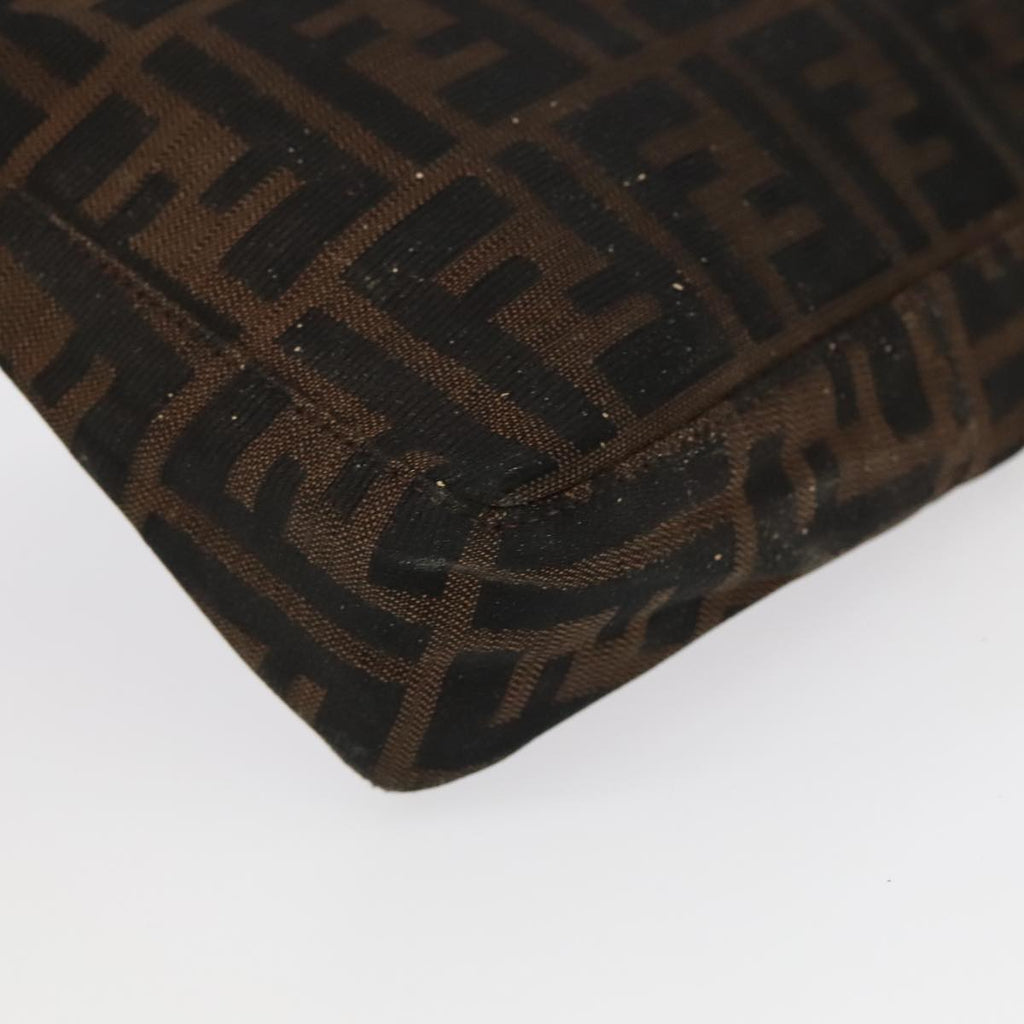 FENDI Zucca Canvas Hand Bag Brown Black Silver 98788