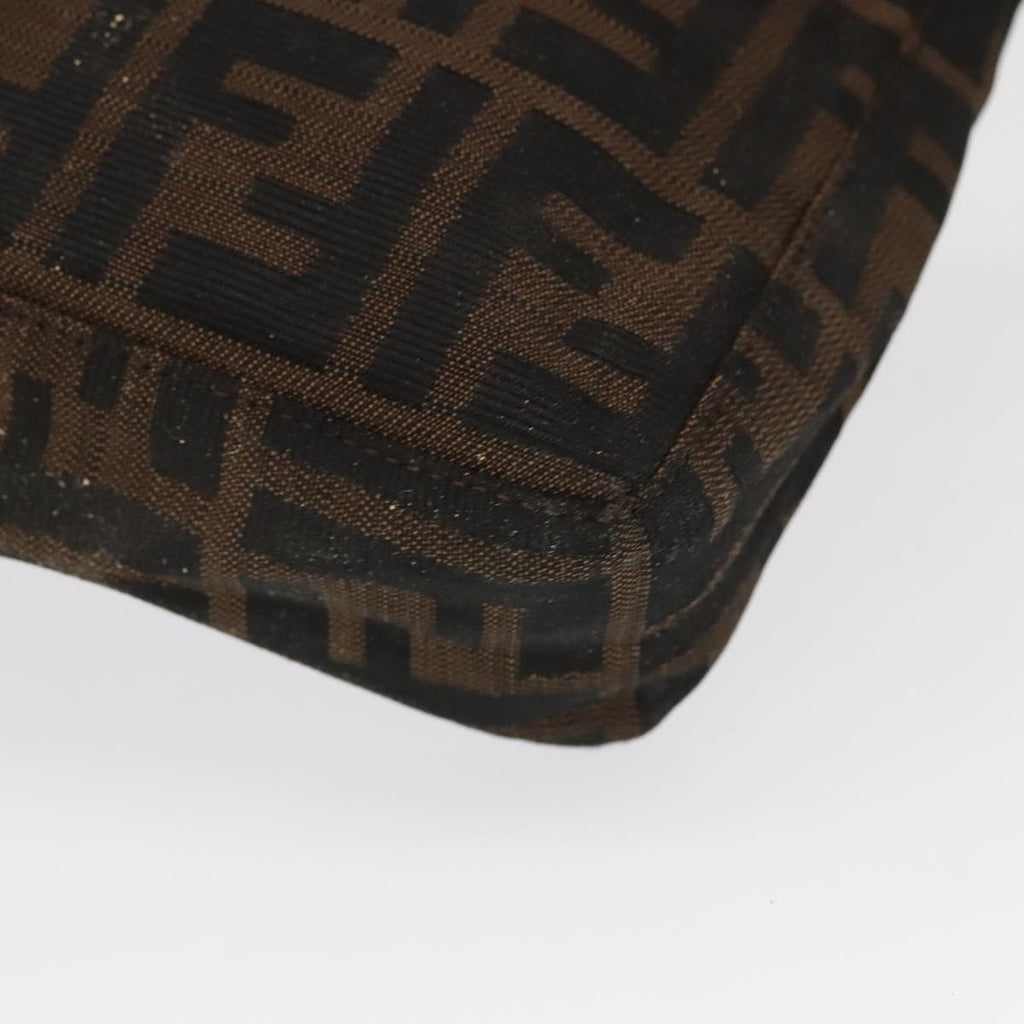FENDI Zucca Canvas Hand Bag Brown Black Silver 98788
