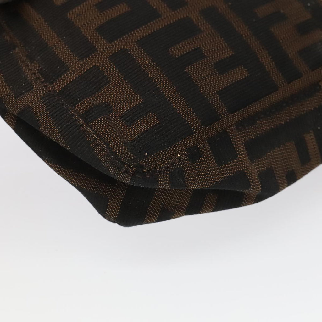 FENDI Zucca Canvas Hand Bag Brown Black Silver 98788