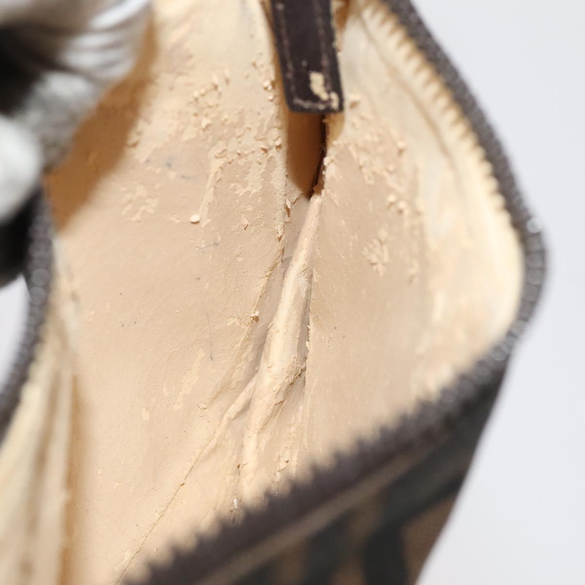 FENDI Zucca Canvas Hand Bag Brown Black Silver 98788