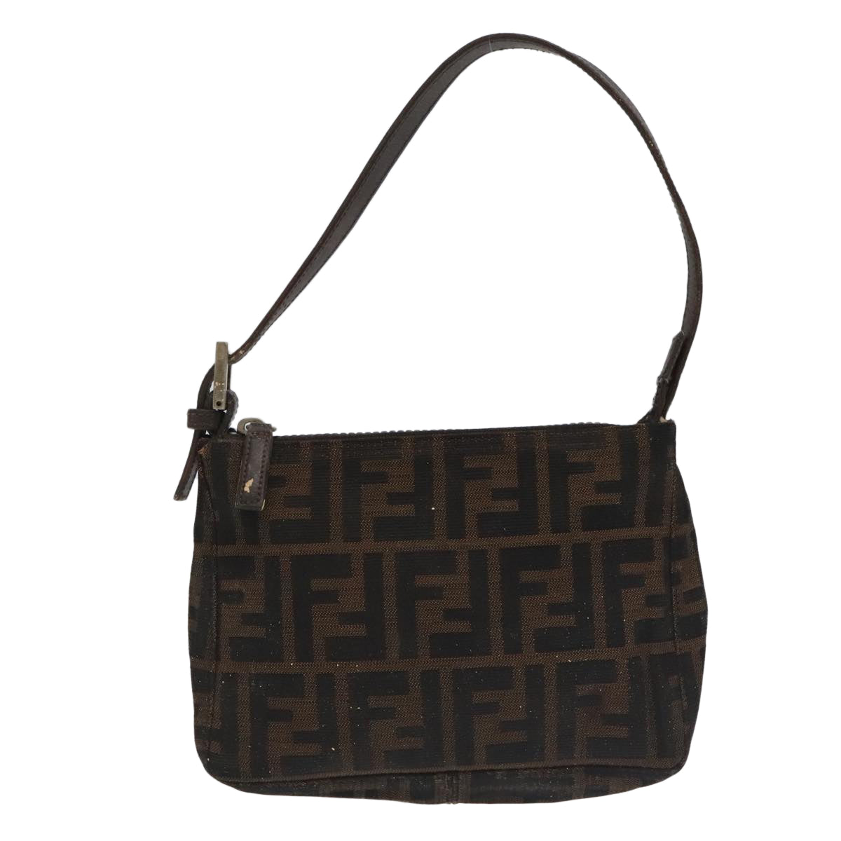 FENDI Zucca Canvas Hand Bag Brown Black Silver 98788
