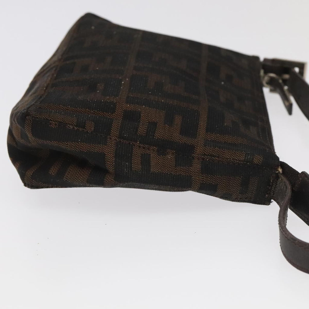 FENDI Zucca Canvas Hand Bag Brown Black Silver 98788