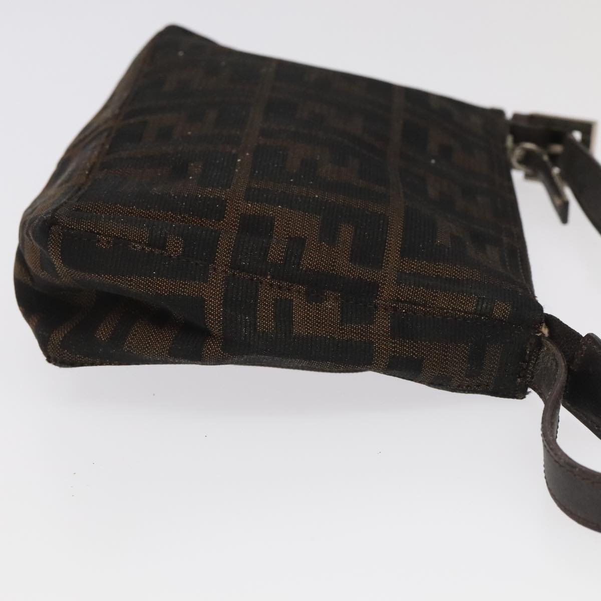 FENDI Zucca Canvas Hand Bag Brown Black Silver 98788