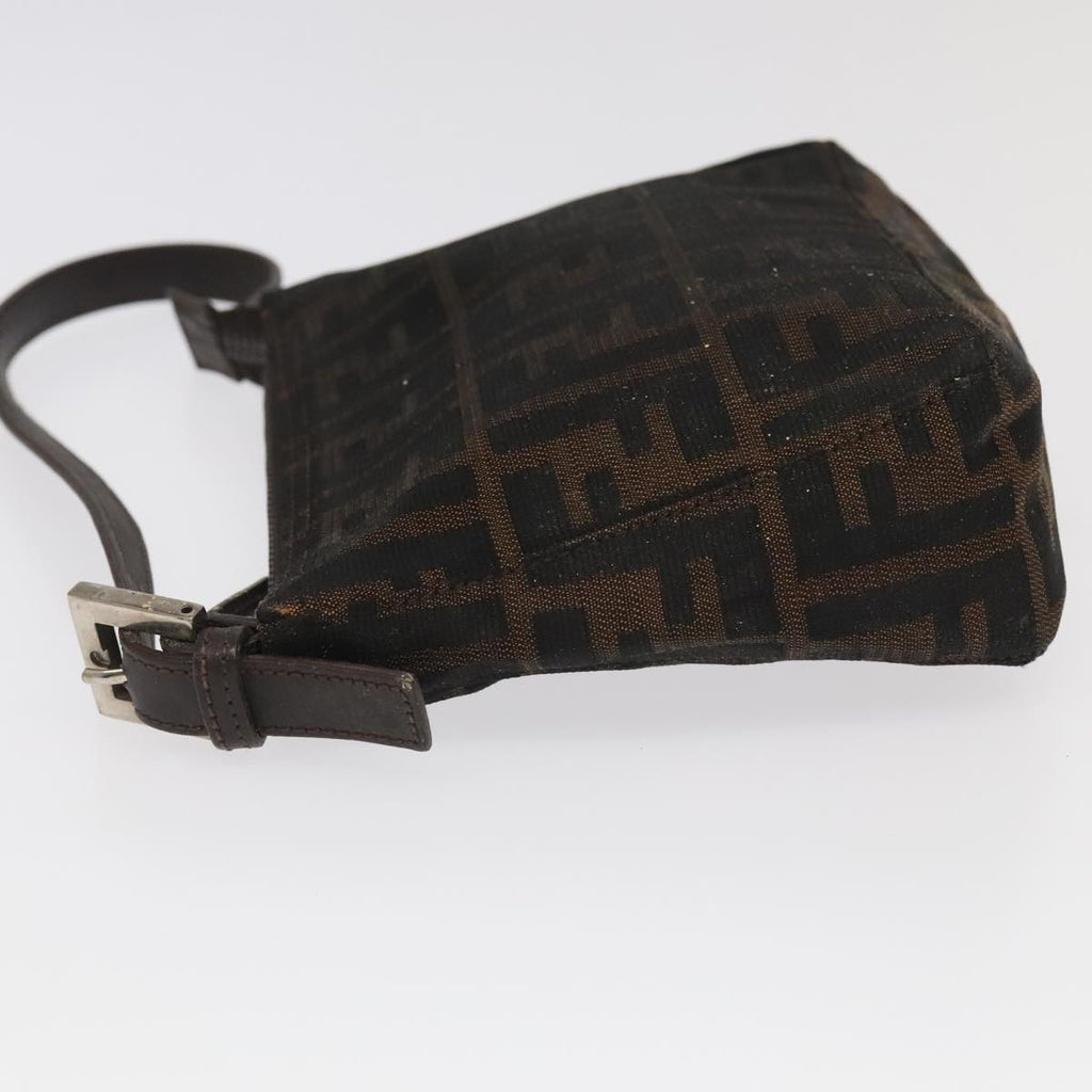 FENDI Zucca Canvas Hand Bag Brown Black Silver 98788