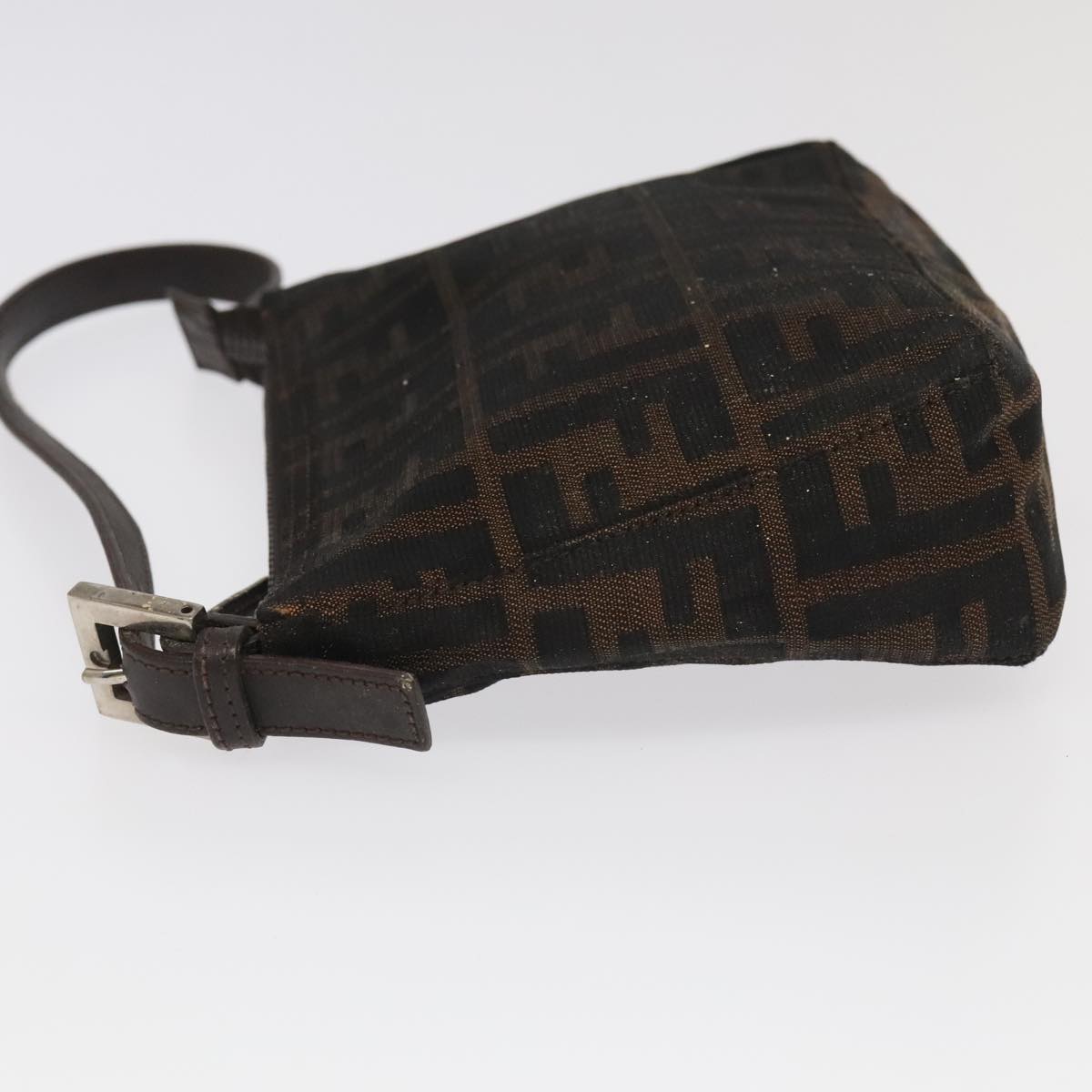 FENDI Zucca Canvas Hand Bag Brown Black Silver 98788