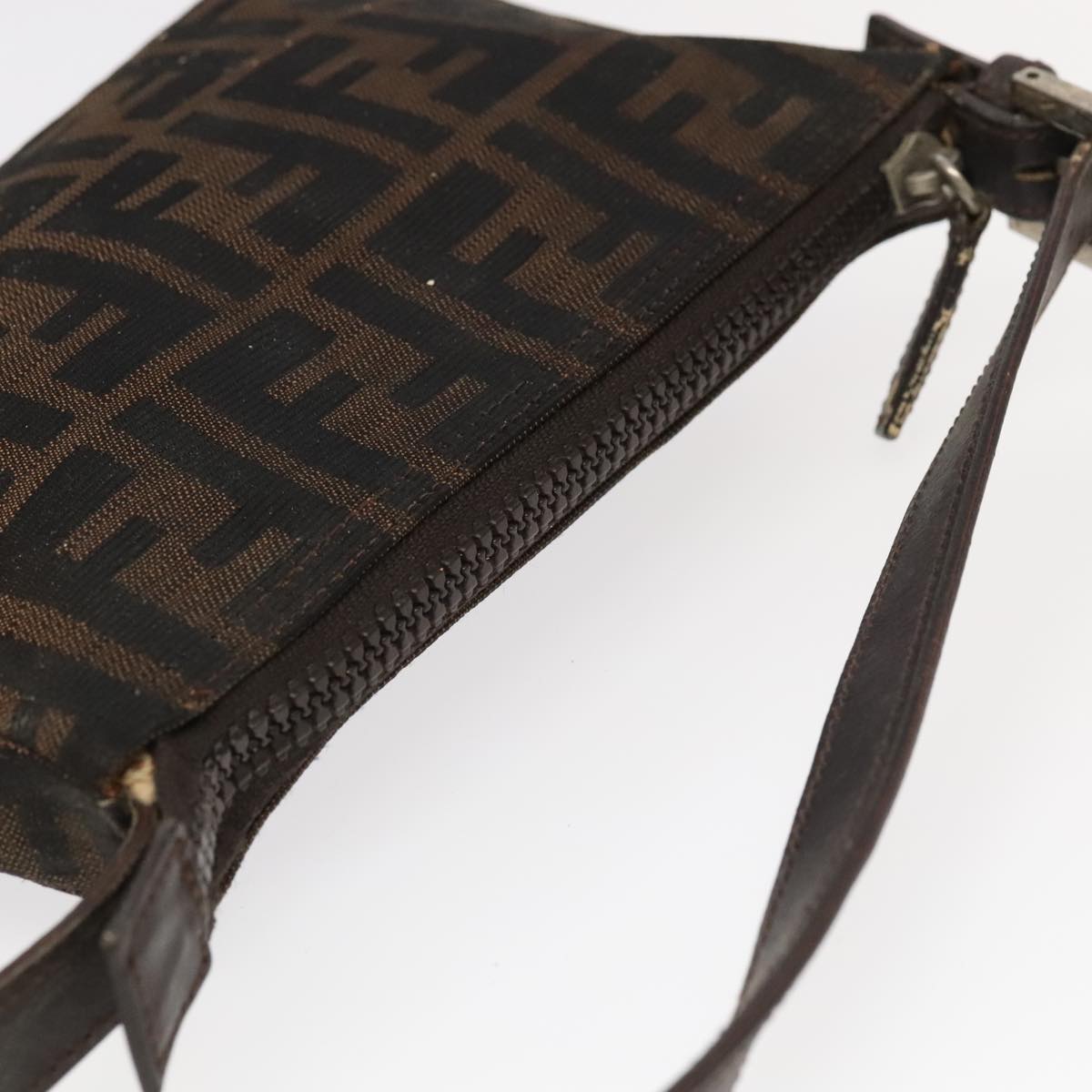 FENDI Zucca Canvas Hand Bag Brown Black Silver 98788