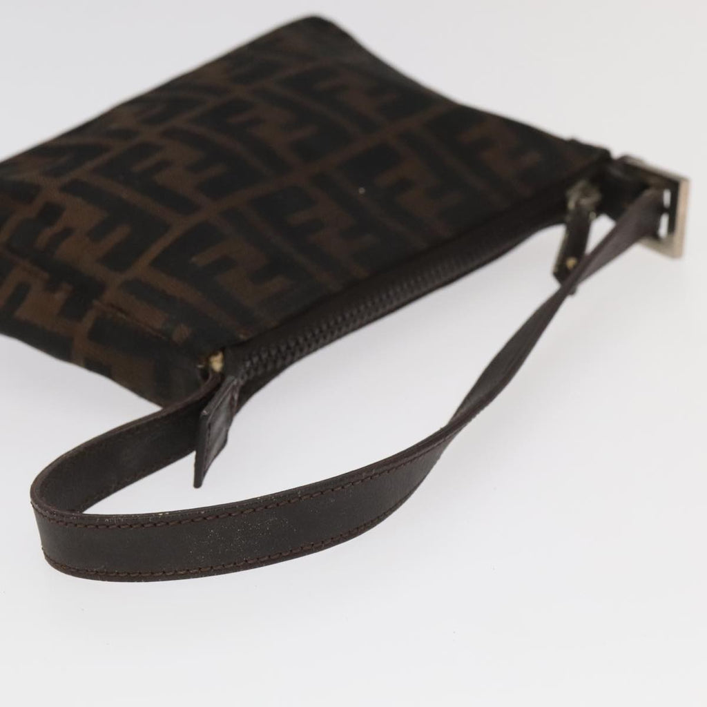 FENDI Zucca Canvas Hand Bag Brown Black Silver 98788