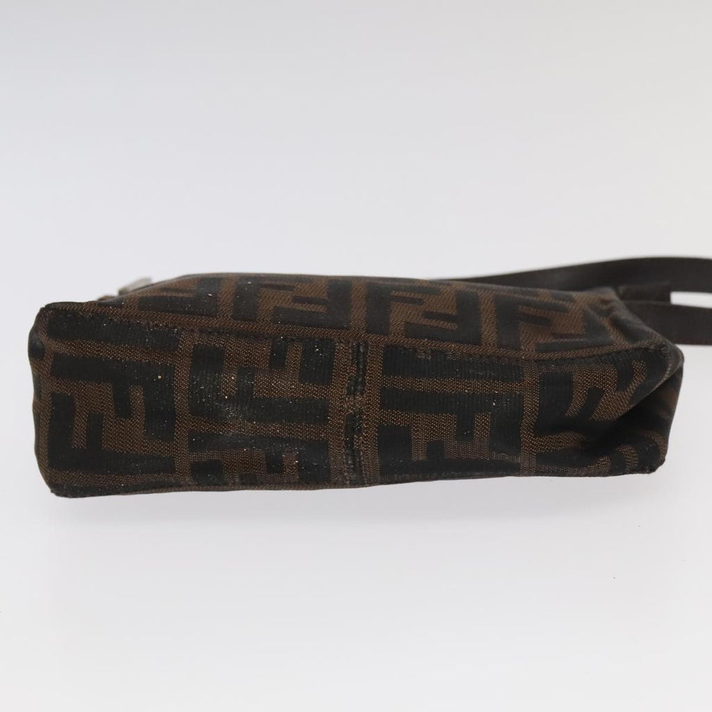 FENDI Zucca Canvas Hand Bag Brown Black Silver 98788