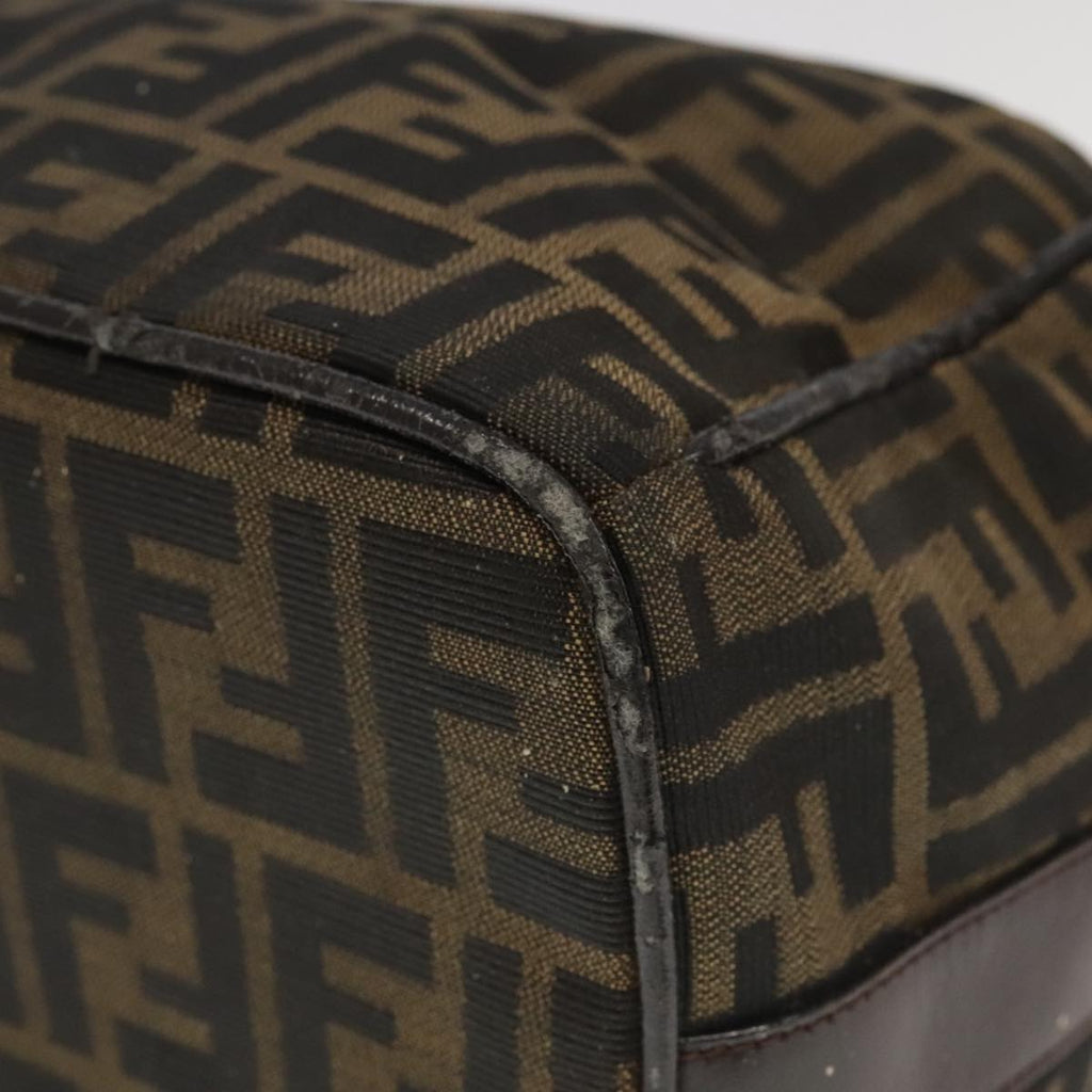 FENDI Zucca Canvas Vanity Pouch Brown Black Silver 98789