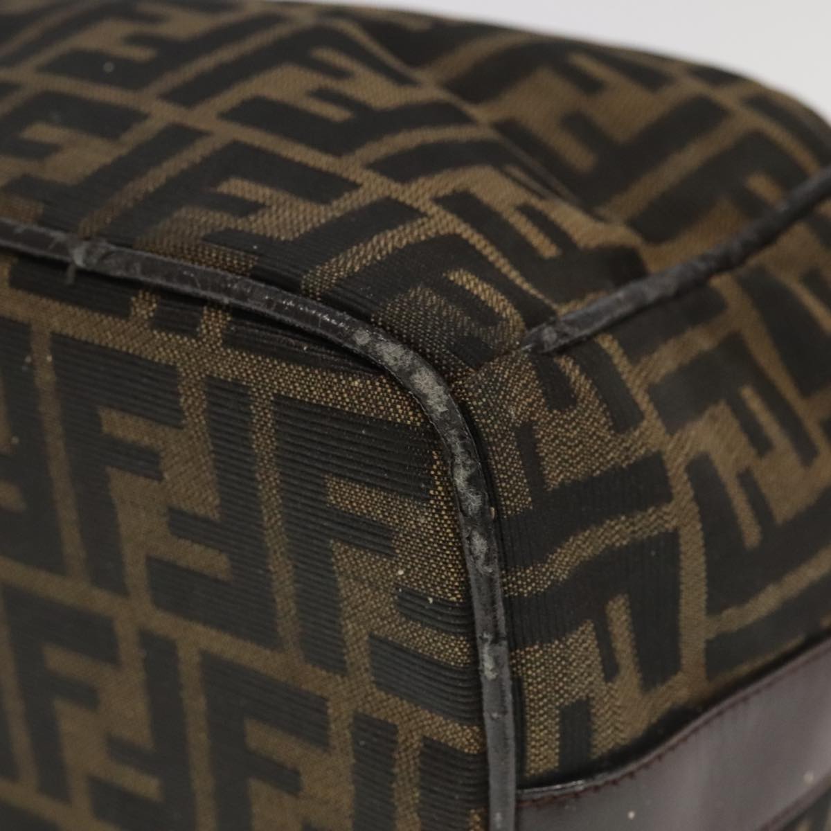 FENDI Zucca Canvas Vanity Pouch Brown Black Silver 98789