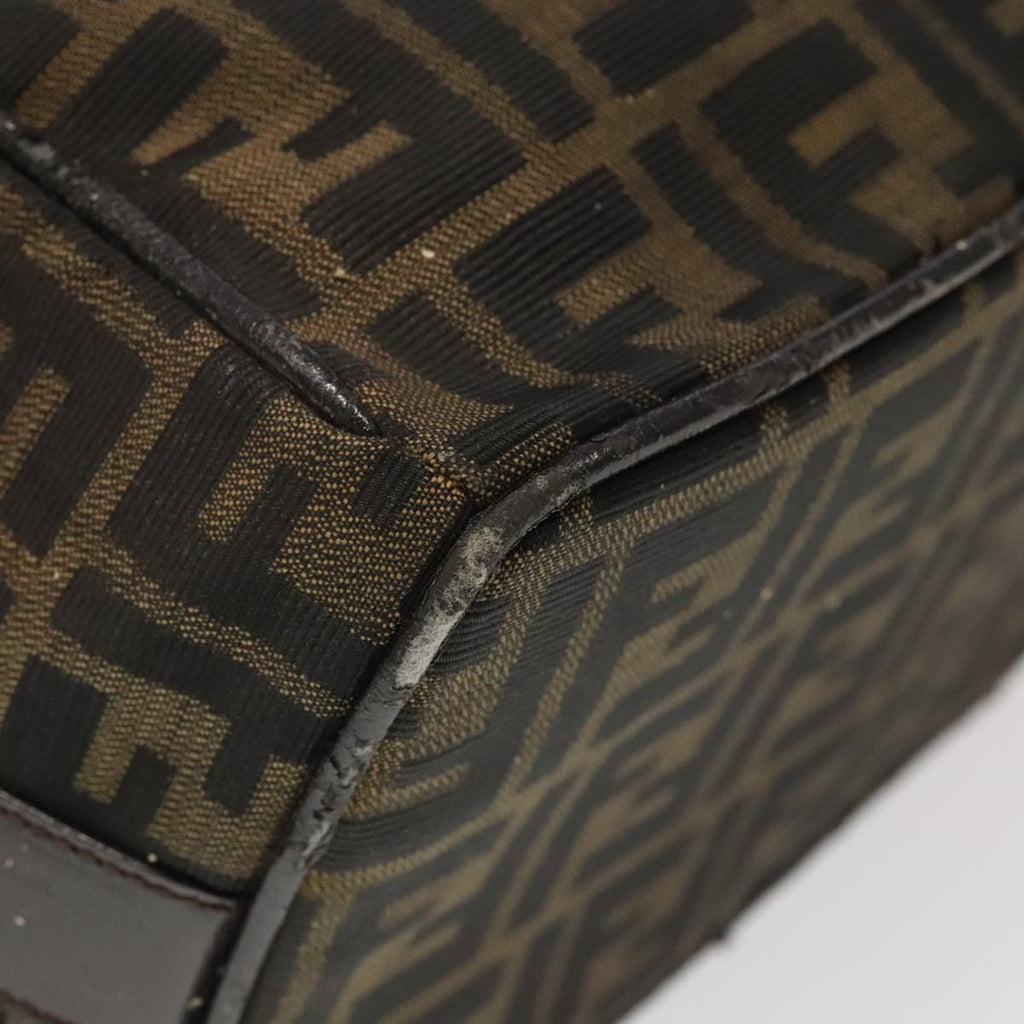 FENDI Zucca Canvas Vanity Pouch Brown Black Silver 98789