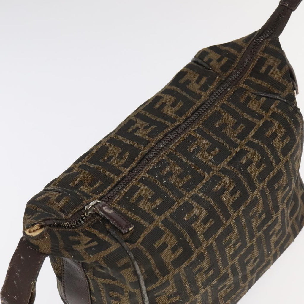 FENDI Zucca Canvas Vanity Pouch Brown Black Silver 98789