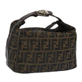 FENDI Zucca Canvas Vanity Pouch Brown Black Silver 98789