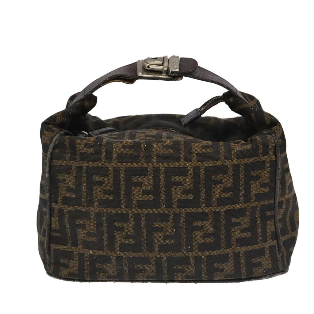 FENDI Zucca Canvas Vanity Pouch Brown Black Silver 98789