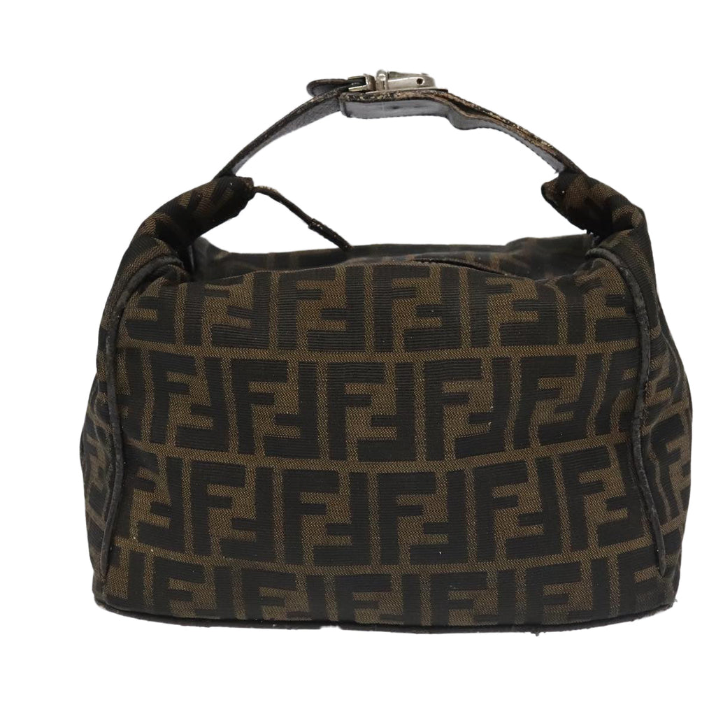 FENDI Zucca Canvas Vanity Pouch Brown Black Silver 98789