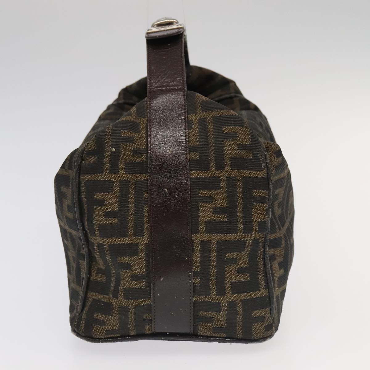 FENDI Zucca Canvas Vanity Pouch Brown Black Silver 98789