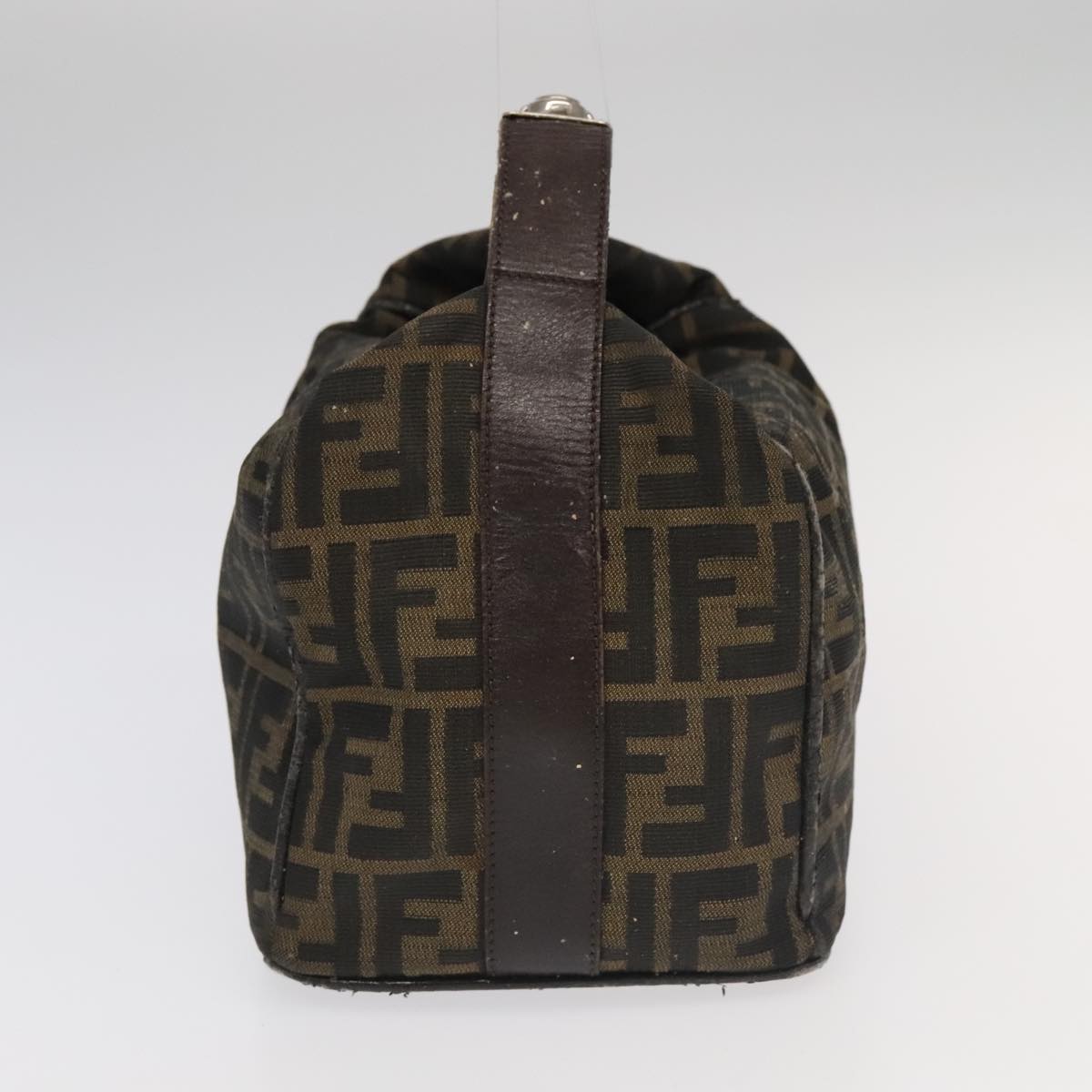 FENDI Zucca Canvas Vanity Pouch Brown Black Silver 98789