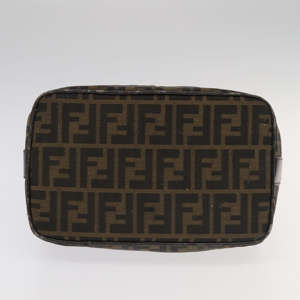 FENDI Zucca Canvas Vanity Pouch Brown Black Silver 98789