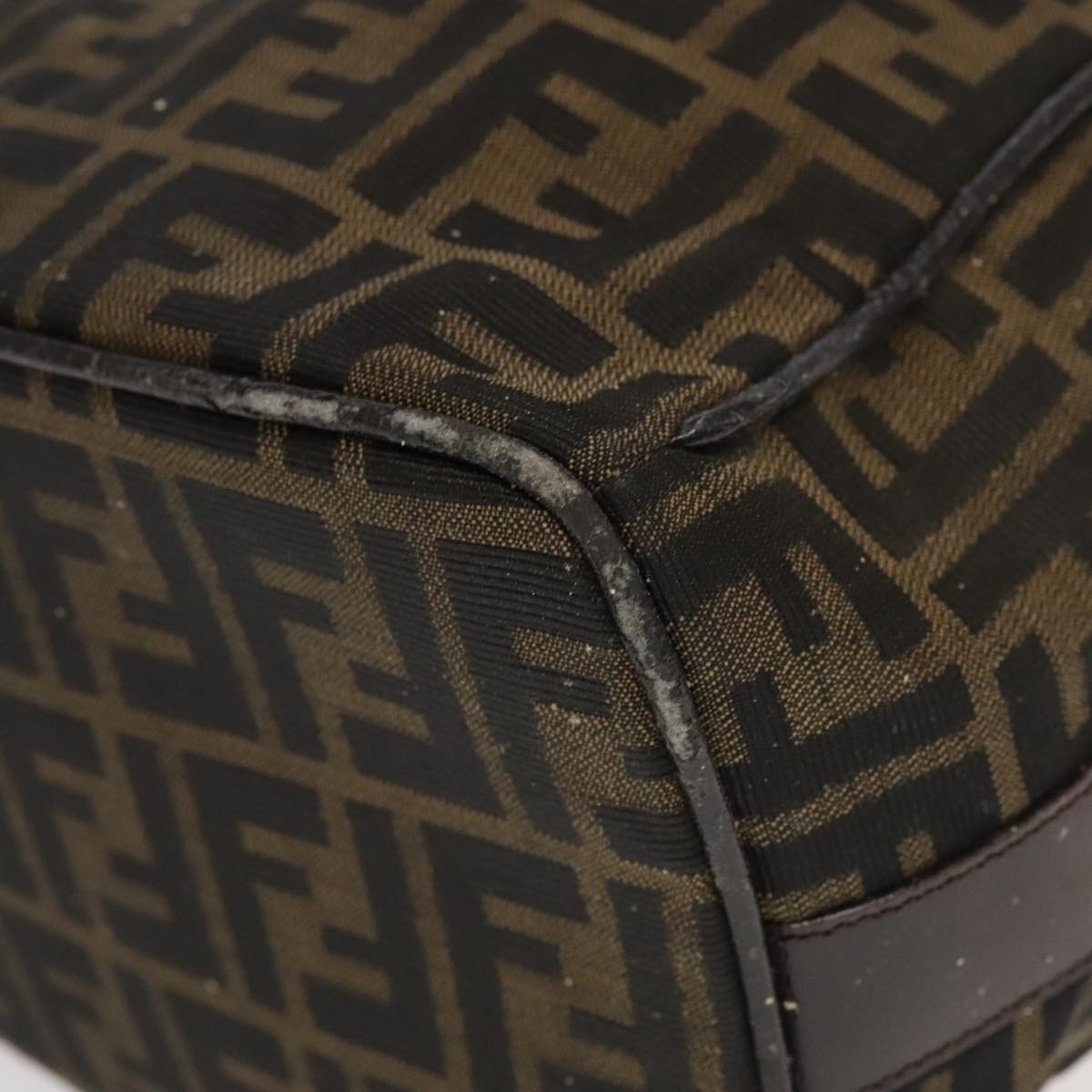FENDI Zucca Canvas Vanity Pouch Brown Black Silver 98789
