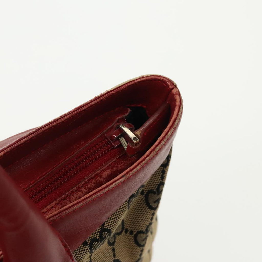 GUCCI GG Canvas Tote Bag Beige Silver Red 33890 98790